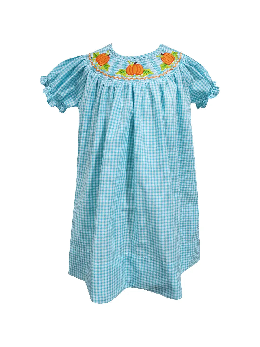 Fall Harvest Pumpkin Bishop Gingham Dress
